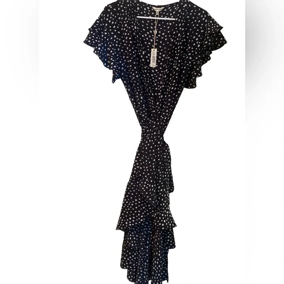 Max Studio Patterned Ruffle Wrap Midi Dress New with tags size M - Picture 1 of 16